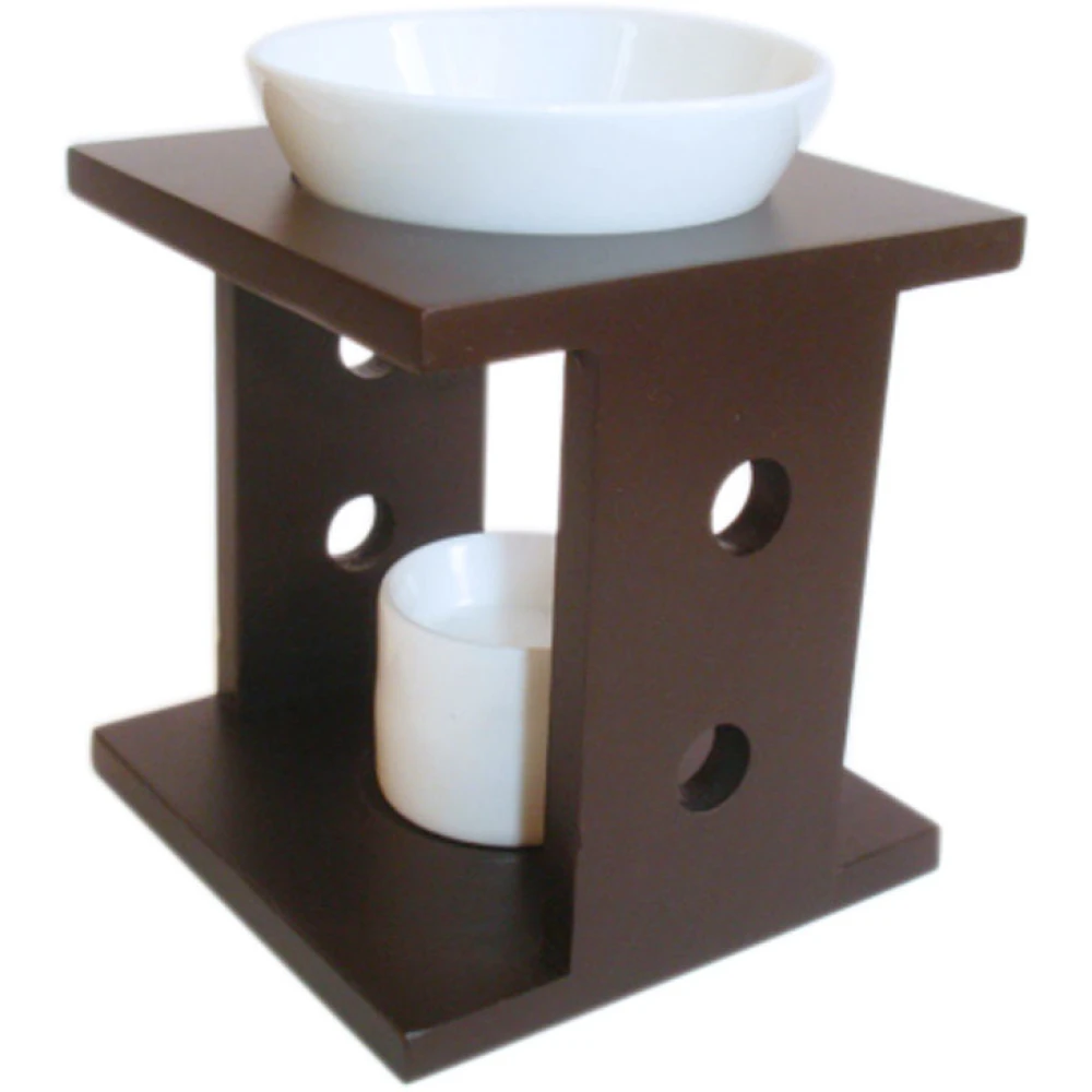 Wooden Oil Burner Set – Chocolate – Small Circle Cutout