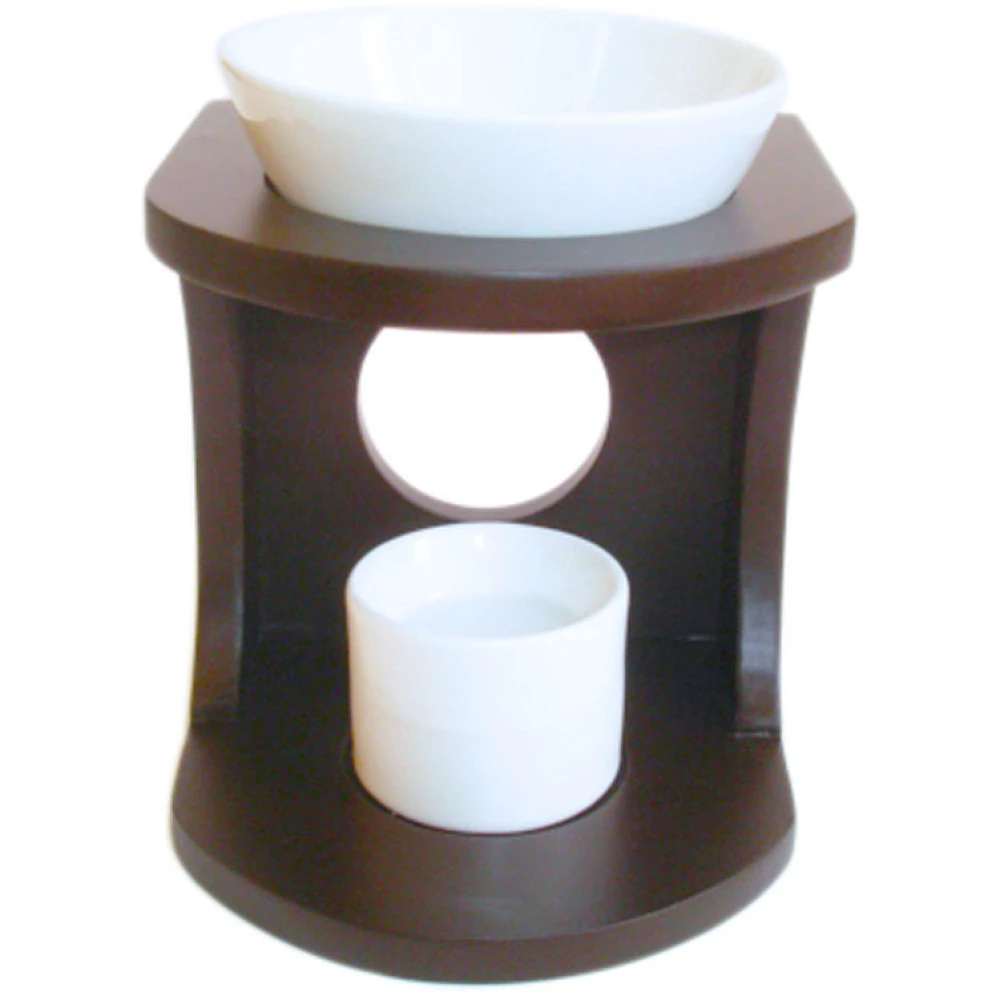Wooden Oil Burner Set – Chocolate – Round Edge