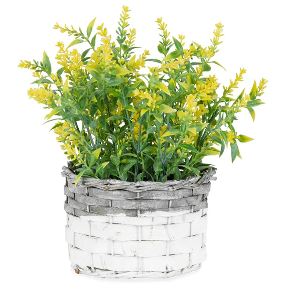 Artificial Yellow Stem Flower Basket Planter 26cm