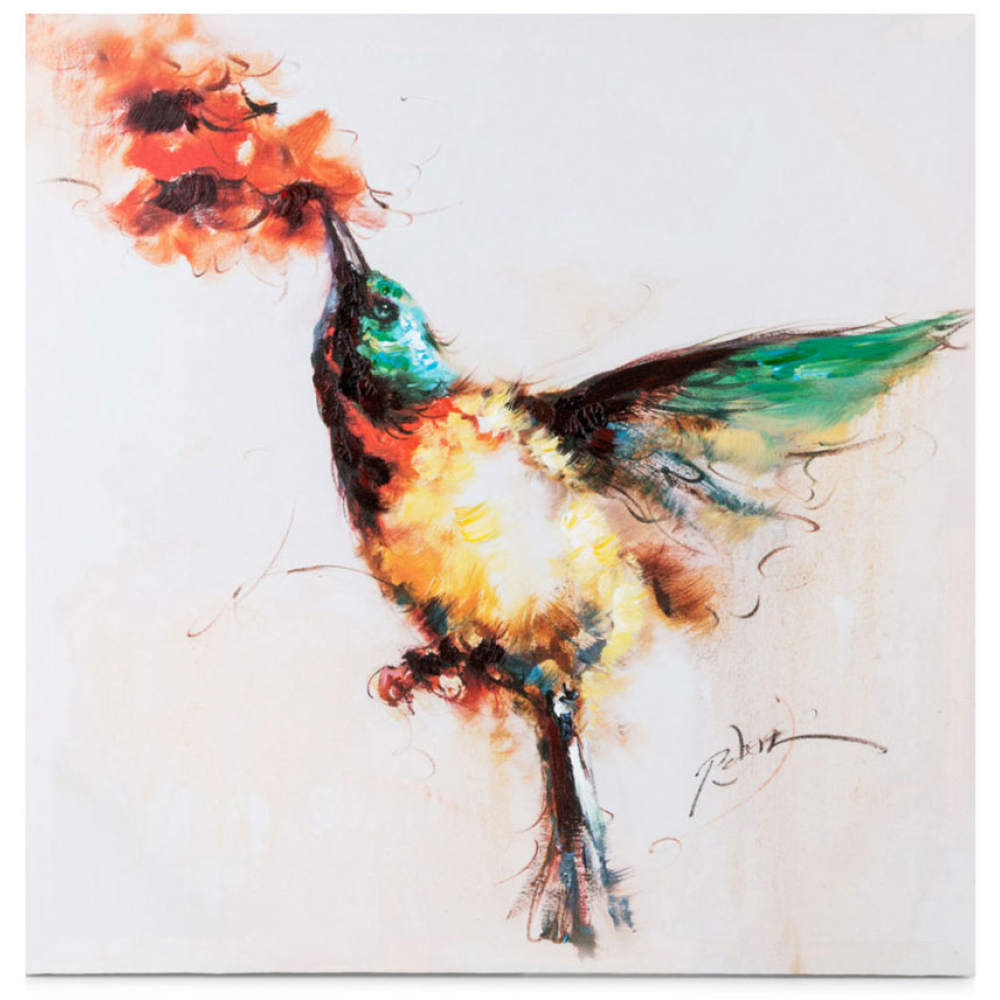 Hummingbird Framed Oil Canvas 50cm X 50cm