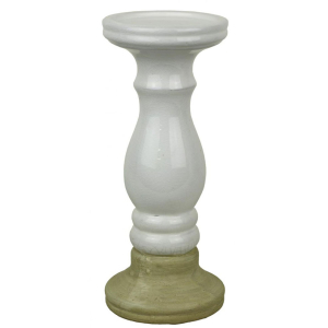 White Ceramic Pillar Candle Holder 25cm