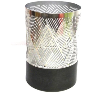 Silver Stripe Hurricane Metal Candle Holder – 20cm