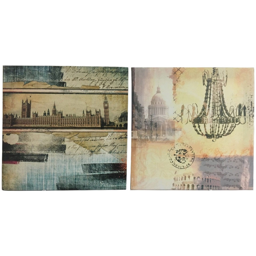 London & Rome Print Framed Square Canvas 26cm X 26cm (set Of 2)