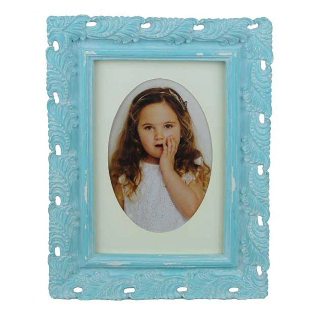 Blue Leaf Pattern Photo Frame