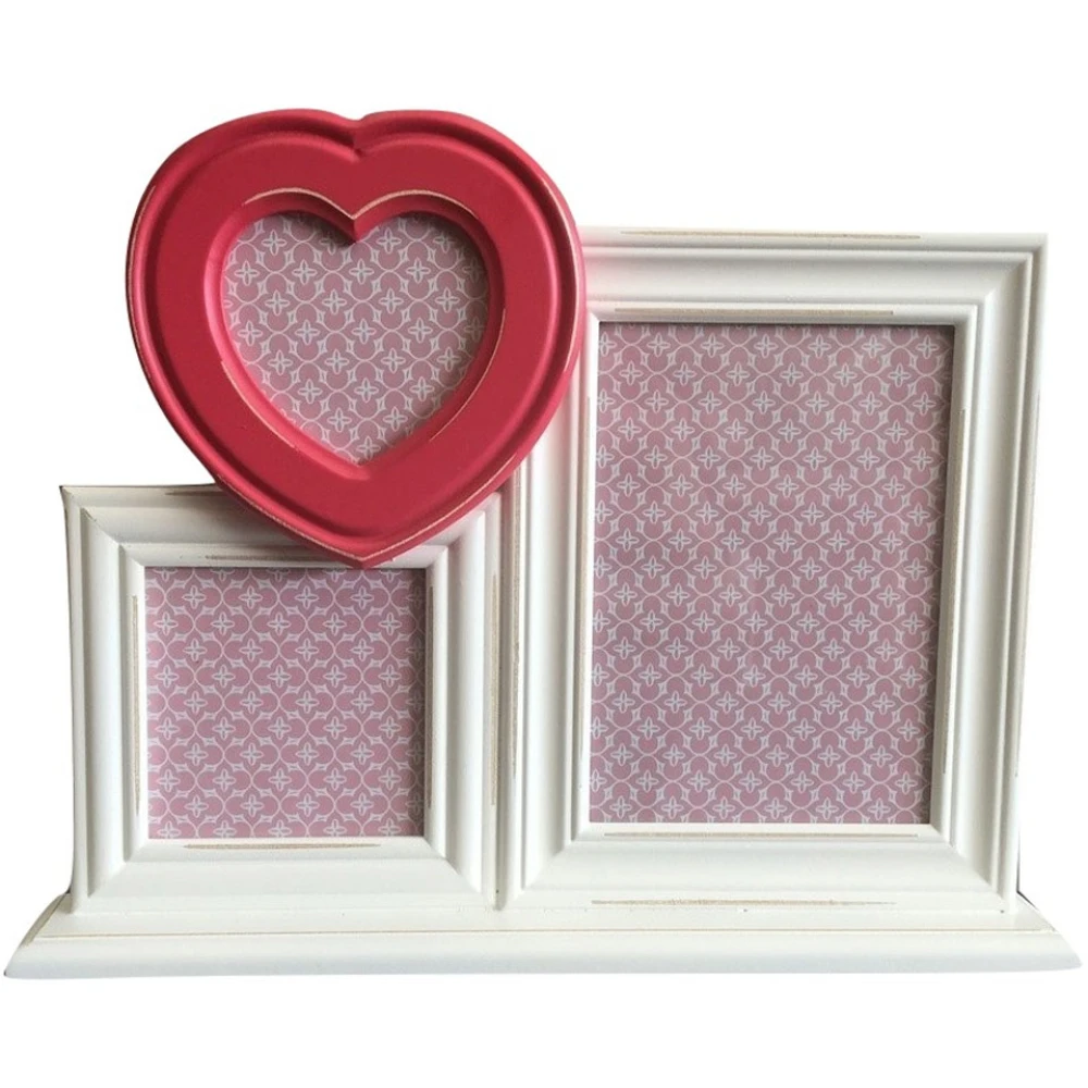 3 In 1 Photo Frame – White With Pink Love Heart