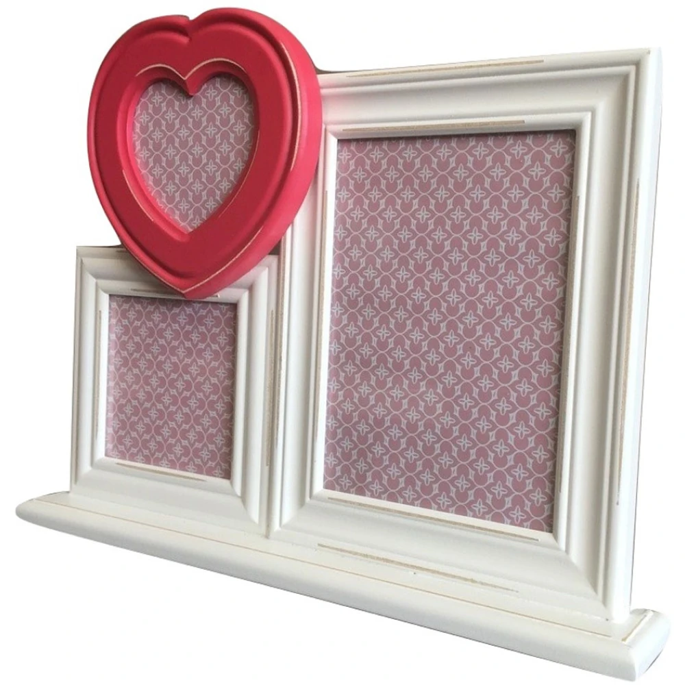 3 In 1 Photo Frame – White With Pink Love Heart