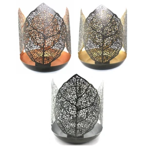 Elm Leaf Pattern Hurricane Metal Candle Holder