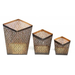 Gold Octad Hurricane Metal Candle Holder