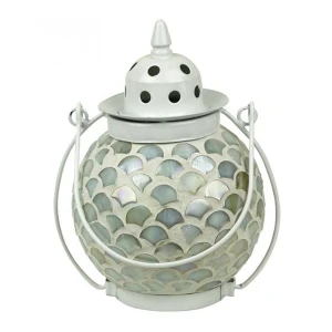 Scallop Design Glass Lantern Candle Holder 21cm