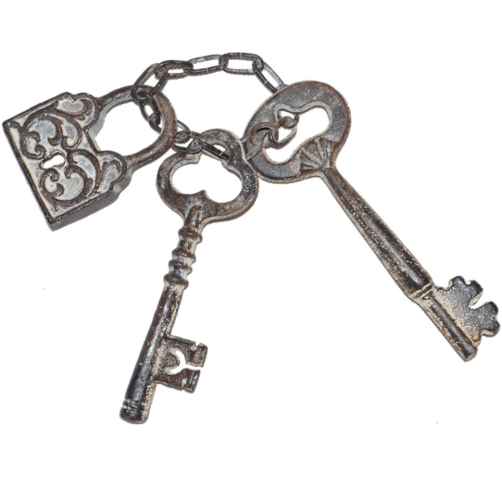 Antique Grey Lock And Keys metal Wall Decor