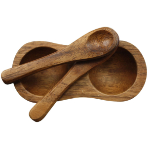 Acacia Wooden Condiment Set With Spoons