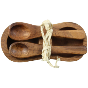 Acacia Wooden Condiment Set With Spoons