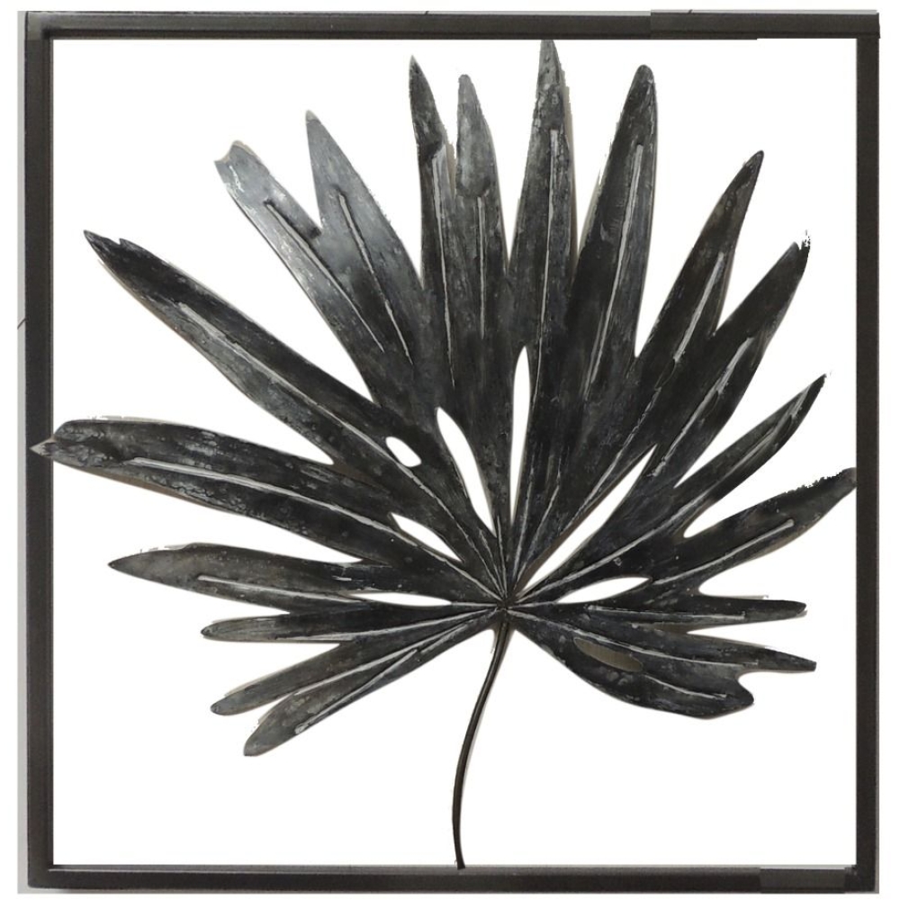 Black Palm Leaf Framed Metal Wall Decor