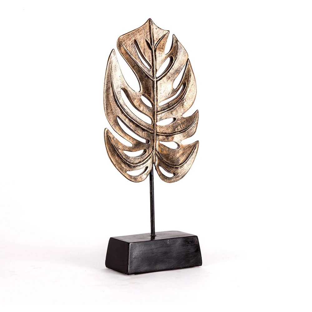 Antique Gold Monstera Leaf On Base