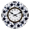 Round 34cm White & Blue Flowers Wall Clock