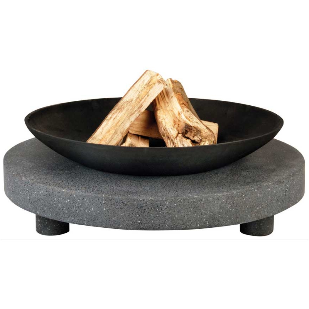 Fire Pit Granito Stone Base With Round Iron Bowl