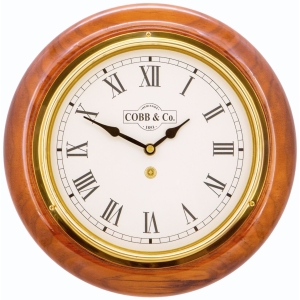 Cobb & Co. Railway Wooden Wall Clock – Glossy Oak Roman 28cm