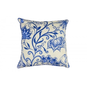 Floral Blue Cotton Cushion Cover With Insert 45cm X 45cm