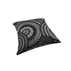 Mandala Black Cotton Cushion Cover With Insert 45cm X 45cm