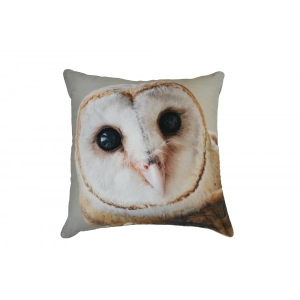 Owl Face Cotton Cushion Cover With Insert 45cm X 45cm
