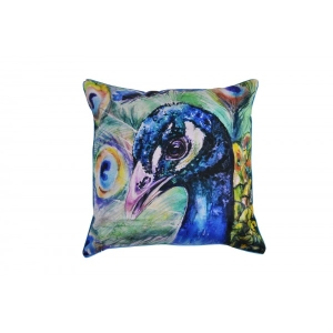 Peacock Head Cotton Cushion Cover With Insert 45cm X 45cm