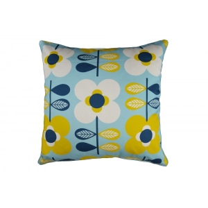 Skandi Blue & Yellow Cotton Cushion Cover With Insert 45cm X 45cm