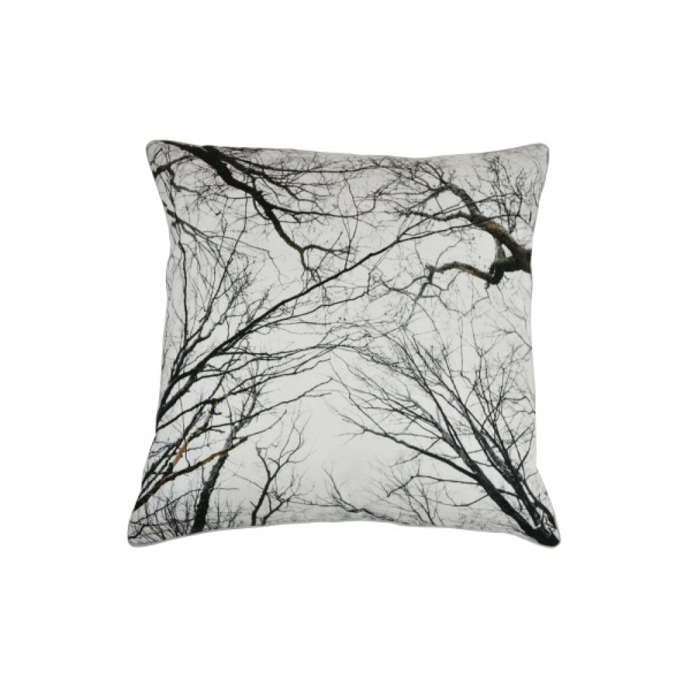 Black And White Tree Branches Print Cotton Cushion Cover With Insert 45cm X 45cm