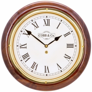 Cobb & Co. Railway Wooden Wall Clock – Glossy Walnut Roman 32cm