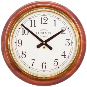 Cobb & Co. Railway Wooden Wall Clock – Glossy Oak Arabic 40cm
