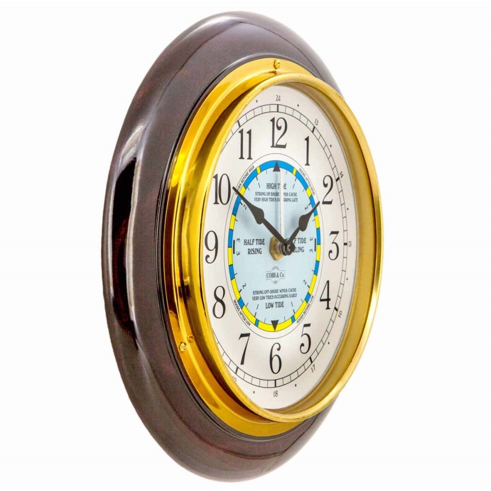 Cobb & Co. Time & Tide Wooden Wall Clock – Glossy Mahogany 28cm