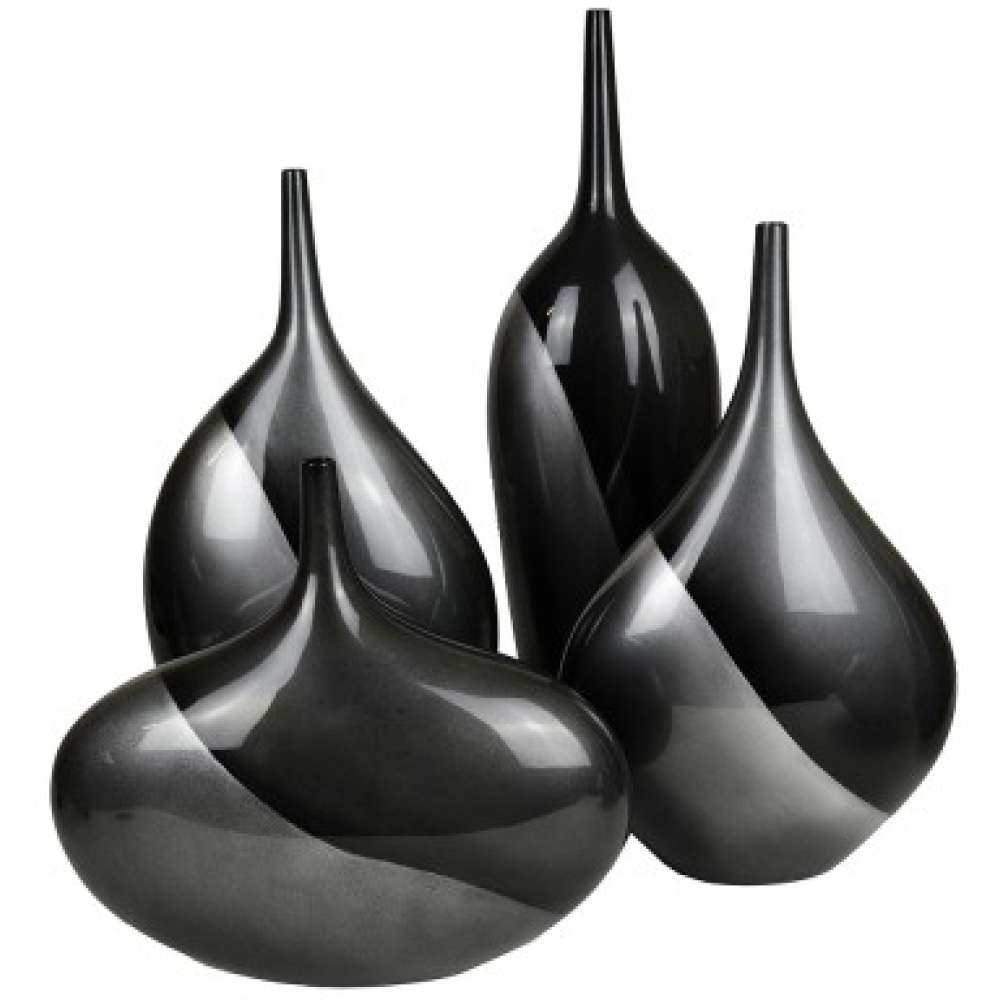 Black Lacquer Ware Flat Bottle Vase 48cm