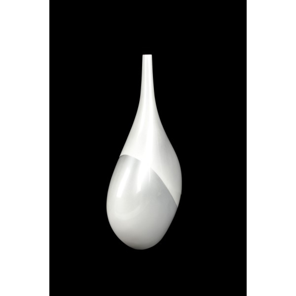White Lacquer Ware Flat Bottle Vase 45cm