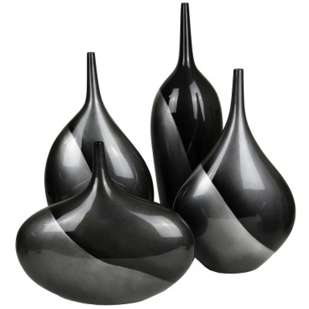 Black Lacquer Ware Flat Bottle Vase 45cm