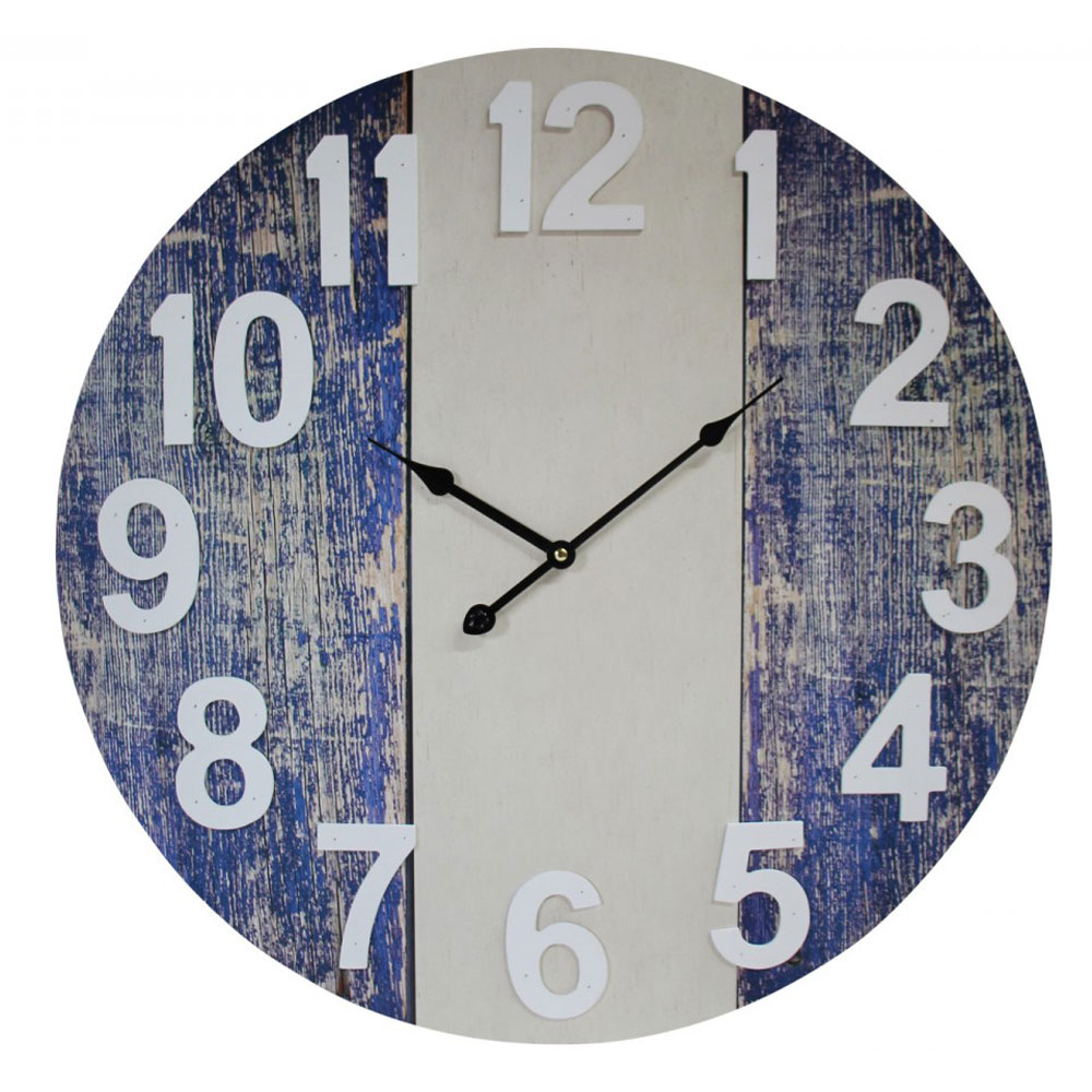 Large Round 58cm Rustic Blue Wall Clock