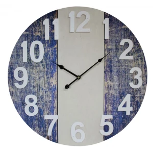 Large Round 58cm Rustic Blue Wall Clock