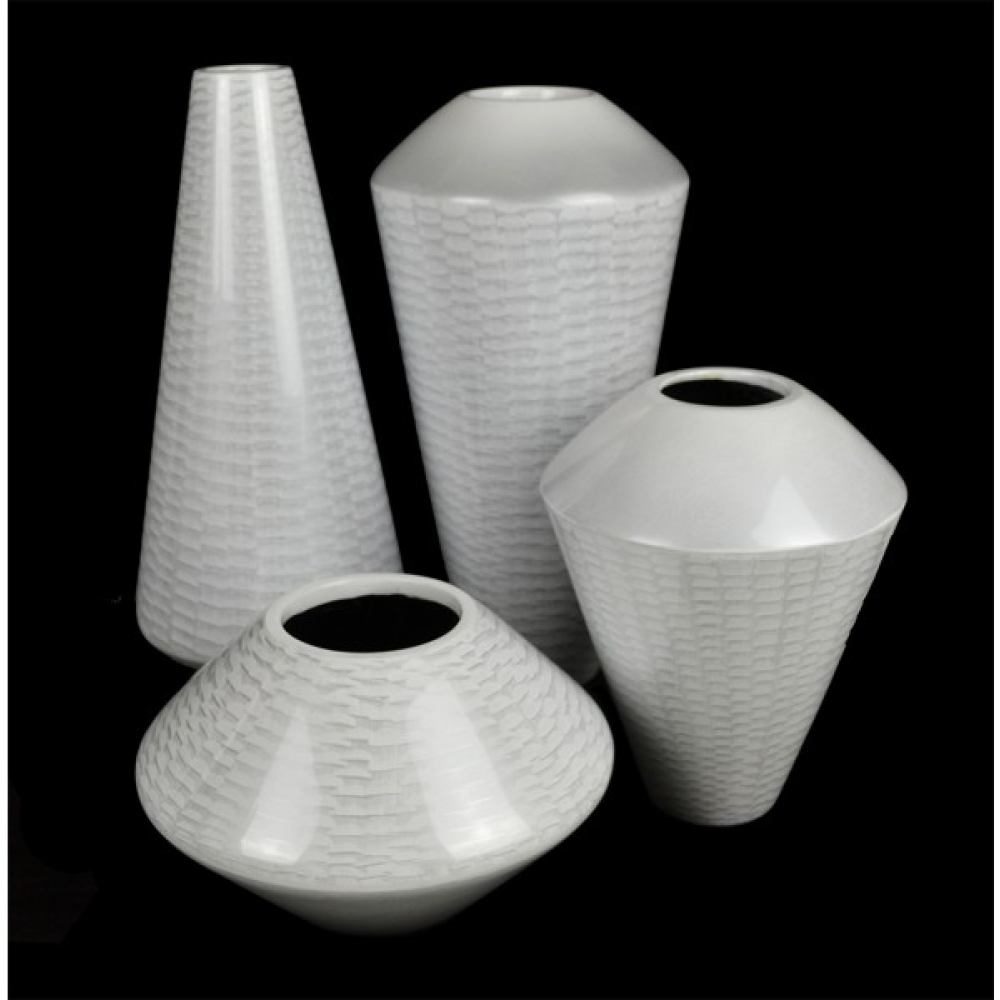 White Lacquer Ware Tapered Vase 25cm