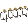 Gold & Black 5 Tealight Metal Candle Holder