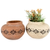 Brown & Cream Aztec Bulb Pot Planters – Set Of 2