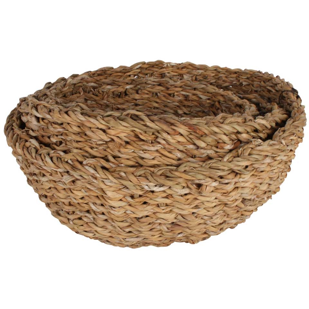 Seagrass Round Mini Bowl Laundry Storage Baskets – Set Of 3