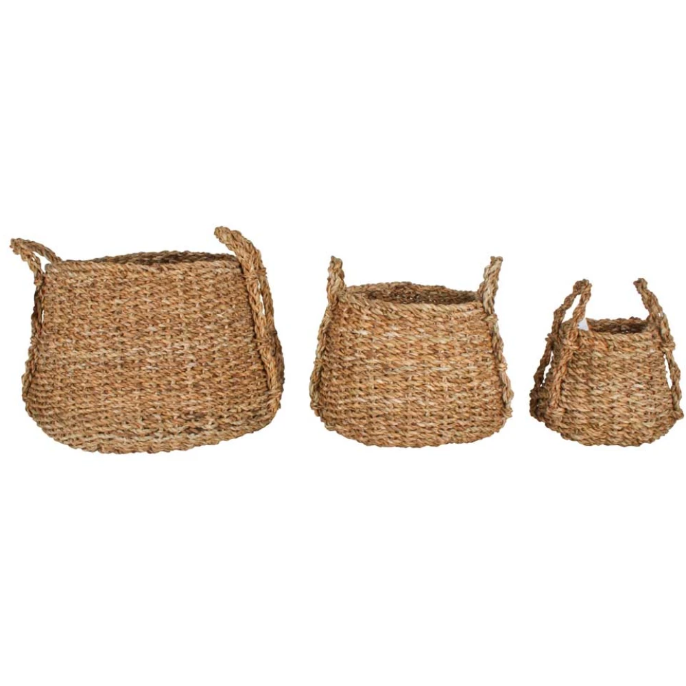 Seagrass Storage Basket With Handle – Set Of 3