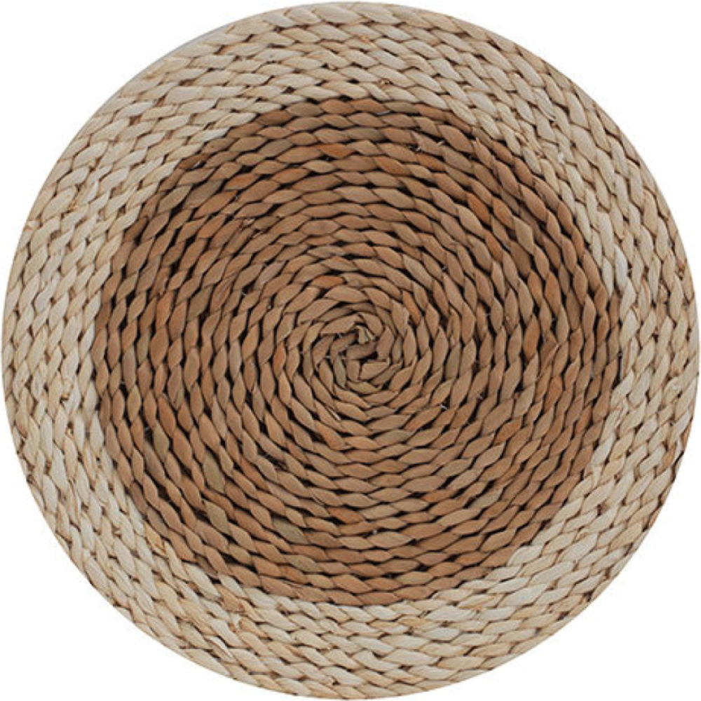 Banded Brown And Beige Seagrass Round Placemets – 38cm (set Of 6)