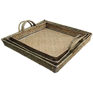 Rattan Woven Trays (natural) – Set Of 3