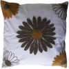 White & Brown Flower Embroidered Cushion 45cm X 45cm