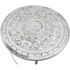 Round Carved Wooden Glass Top Nested Coffee Tables – White