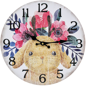 Round 34cm Coco Rabbit Kids Room Wall Clock