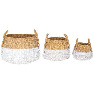 Apollo Seagrass White Dip Bulb Baskets – Set Of 3