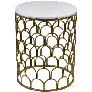 Scallop Pattern Round Marble Top Lamp/side Table