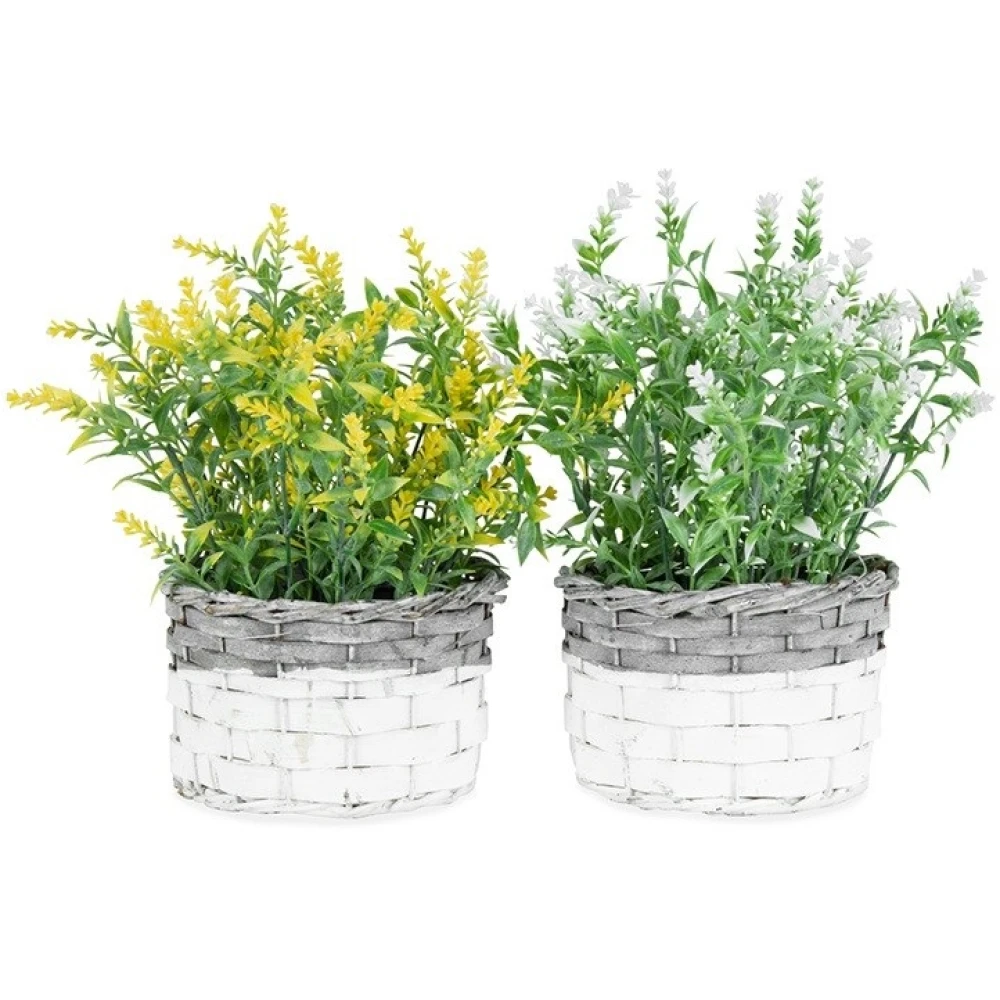 Artificial Yellow Stem Flower Basket Planter 26cm