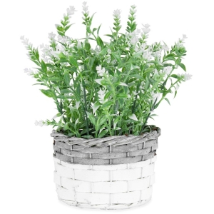 Artificial White Stem Flower Basket Planter 26cm