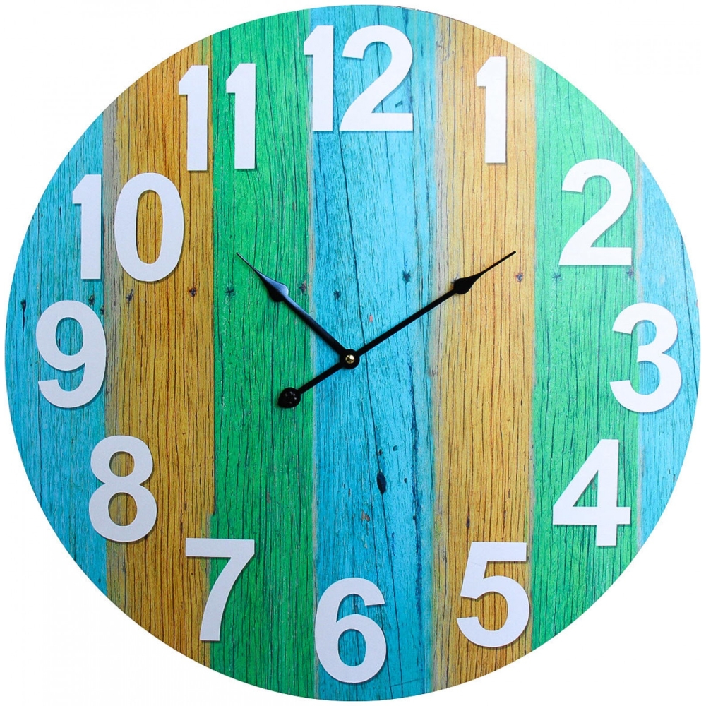 Large Round 58cm Colourful Boardwalk Wall Clock